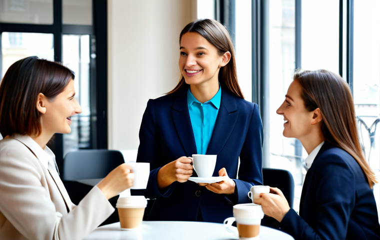 **
"A bright and modern office in Paris. A French businesswoman, *fully clothed* in a chic, *modest* business suit, is enjoying a relaxing coffee break with colleagues. The atmosphere is friendly and collaborative. *Safe for work*. *Appropriate content*. *Professional* environment. Perfect anatomy, correct proportions, well-formed hands, natural pose, professional photography, high quality."
**
