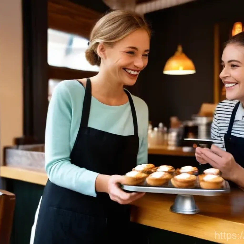 독일에서 팁 문화 이해하기 - A cheerful French female tourist, dressed in stylish casual wear, is standing at the cashier in a co...