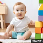 독일에서의 신용카드 사용법 - **A toddler wearing a cloth diaper, playing with building blocks in a brightly lit nursery.** The ba...