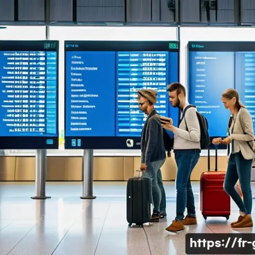 Home 20 독일의 공항 이용 팁 - **Prompt 1: Seamless Digital Navigation in a Modern German Airport**
A bright, wide-angle shot o...